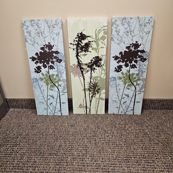 no name Other - Floral Wall Art Set - Brown, Green, Gray